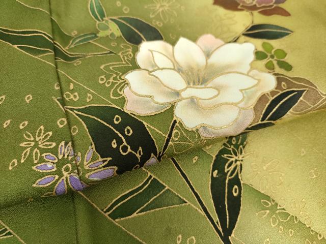 平和屋着物●訪問着　草花文　暈し染め　金彩　正絹　逸品　DABF7897ps