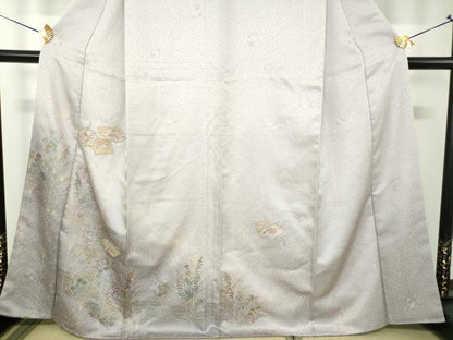 平和屋着物●中国三大刺繍 スワトウ刺繍 汕頭刺繍 訪問着 駒刺繍 地紙花文 流水花シルエット 暈し染め 金彩 正絹 逸品 DABF7903ps