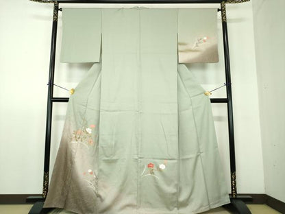平和屋着物●訪問着　草花文　暈し染め　金彩　正絹　逸品　DABF7904ps