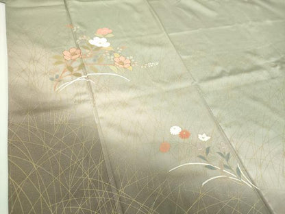 平和屋着物●訪問着　草花文　暈し染め　金彩　正絹　逸品　DABF7904ps