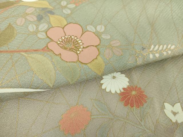 平和屋着物●訪問着　草花文　暈し染め　金彩　正絹　逸品　DABF7904ps