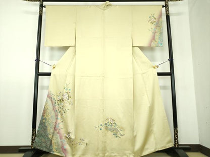 平和屋着物●訪問着　花唐草文　暈し染め　金銀彩　正絹　逸品　DABF7906ps