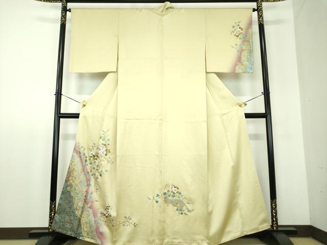 平和屋着物●訪問着　花唐草文　暈し染め　金銀彩　正絹　逸品　DABF7906ps