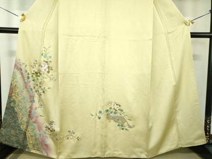 平和屋着物●訪問着　花唐草文　暈し染め　金銀彩　正絹　逸品　DABF7906ps
