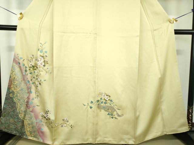 平和屋着物●訪問着　花唐草文　暈し染め　金銀彩　正絹　逸品　DABF7906ps