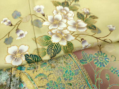 平和屋着物●訪問着　花唐草文　暈し染め　金銀彩　正絹　逸品　DABF7906ps