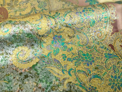 平和屋着物●訪問着　花唐草文　暈し染め　金銀彩　正絹　逸品　DABF7906ps