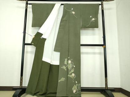 平和屋着物●訪問着　稲穂　ふくら雀　福良雀　鬼しぼ縮緬　金彩　三越扱い　正絹　逸品　DABF7907ps