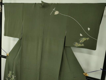 平和屋着物●訪問着　稲穂　ふくら雀　福良雀　鬼しぼ縮緬　金彩　三越扱い　正絹　逸品　DABF7907ps