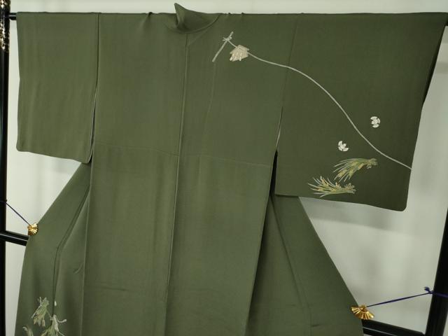 平和屋着物●訪問着　稲穂　ふくら雀　福良雀　鬼しぼ縮緬　金彩　三越扱い　正絹　逸品　DABF7907ps