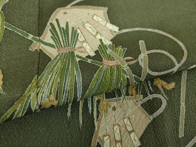 平和屋着物●訪問着　稲穂　ふくら雀　福良雀　鬼しぼ縮緬　金彩　三越扱い　正絹　逸品　DABF7907ps