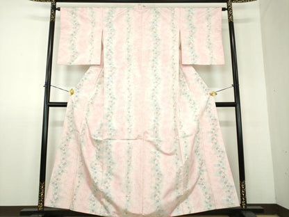 平和屋着物●上質な紬　草花間道　正絹　逸品　DABF7909ps