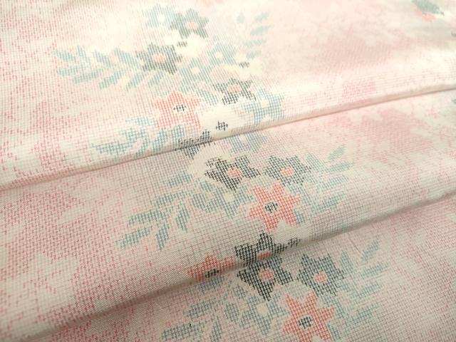 平和屋着物●上質な紬　草花間道　正絹　逸品　DABF7909ps