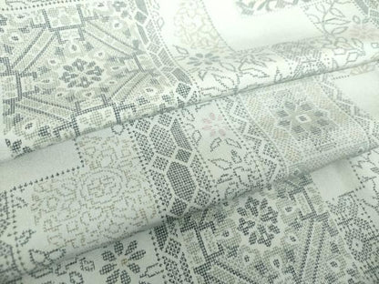 平和屋着物●本場染大島紬　色紙重ね花文　正絹　逸品　DABF7910ps