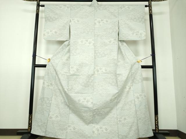 平和屋着物●結城紬　80亀甲　雲取り吉祥花文　正絹　逸品　DABF7911ps