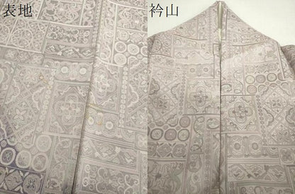 平和屋着物●訪問着　お召地　洋花文　正絹　逸品　DABF7912ps