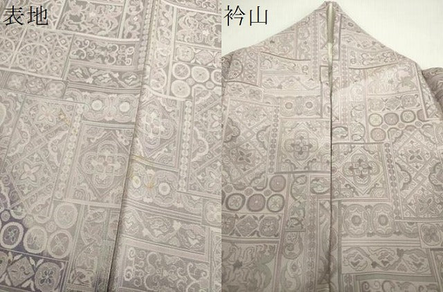 平和屋着物●訪問着　お召地　洋花文　正絹　逸品　DABF7912ps