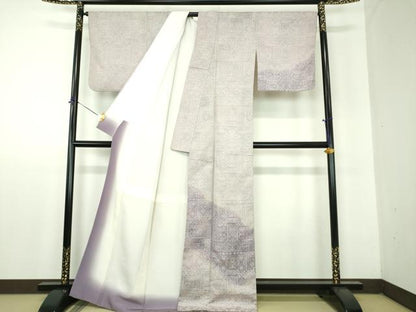平和屋着物●訪問着　お召地　洋花文　正絹　逸品　DABF7912ps