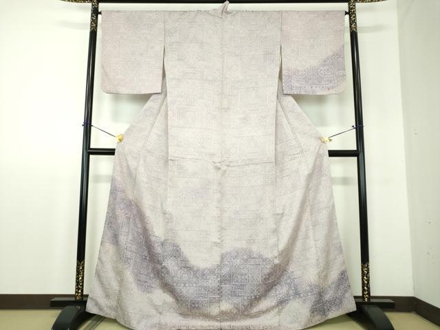 平和屋着物●訪問着　お召地　洋花文　正絹　逸品　DABF7912ps