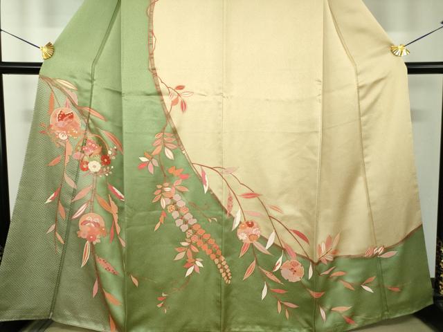 平和屋着物●訪問着　舞蝶花丸文　金彩　正絹　逸品　DABF7913ps