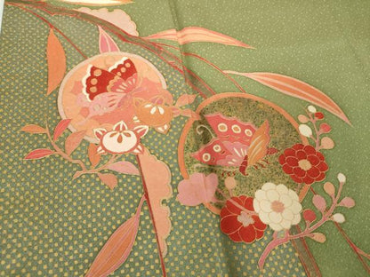 平和屋着物●訪問着　舞蝶花丸文　金彩　正絹　逸品　DABF7913ps