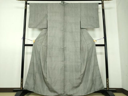 平和屋着物●江戸小紋　紬地　万筋　白色×黒色　正絹　逸品　DABF7915ps