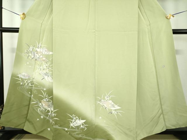平和屋着物●訪問着　作家物　流水色紙花文　暈し染め　金彩　正絹　逸品　DABF7916ps