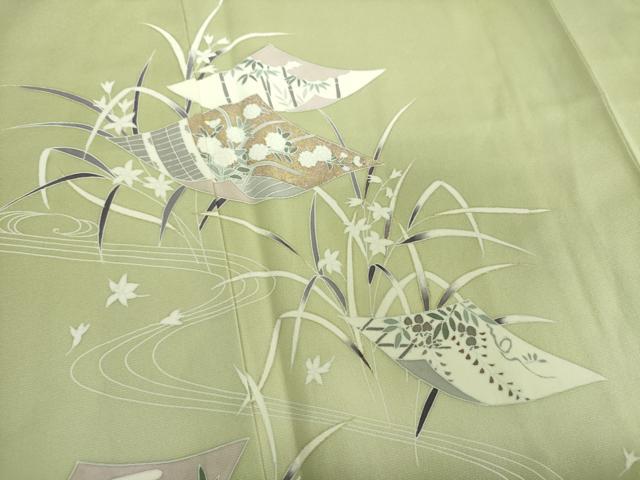 平和屋着物●訪問着　作家物　流水色紙花文　暈し染め　金彩　正絹　逸品　DABF7916ps