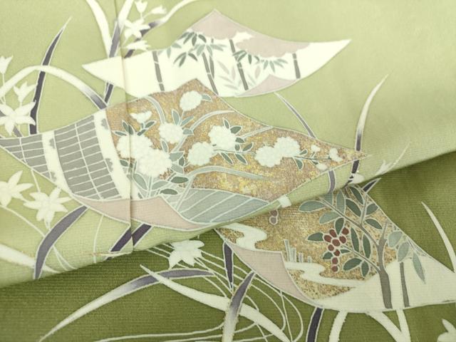 平和屋着物●訪問着　作家物　流水色紙花文　暈し染め　金彩　正絹　逸品　DABF7916ps