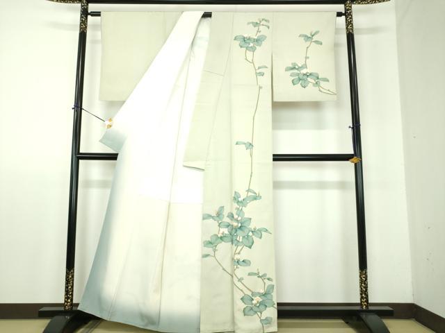 平和屋着物●訪問着　手描き　枝花文　正絹　逸品　DABF7917ps
