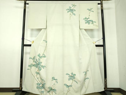 平和屋着物●訪問着　手描き　枝花文　正絹　逸品　DABF7917ps