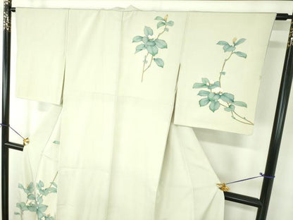 平和屋着物●訪問着　手描き　枝花文　正絹　逸品　DABF7917ps