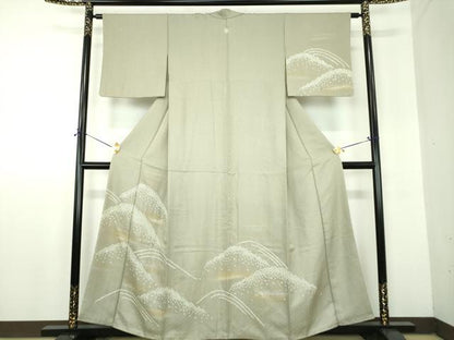 平和屋着物●訪問着　刺繍　絞り　遠山文　正絹　逸品　DABF7919ps