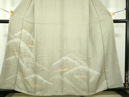 平和屋着物●訪問着　刺繍　絞り　遠山文　正絹　逸品　DABF7919ps