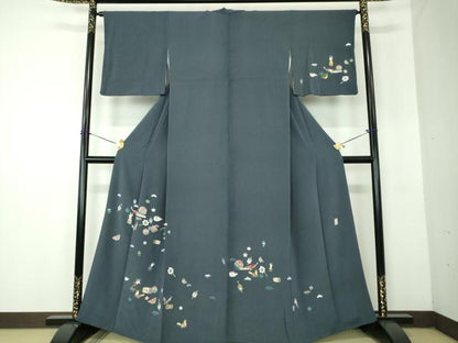 平和屋着物●日本工芸会正会員　東京手描友禅作家　生駒暉夫　訪問着　玩具文様　鬼しぼ縮緬　正絹　逸品　DABF7924ps