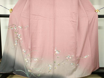平和屋着物●訪問着　枝垂れ桜　草花文　暈し染め　金彩　正絹　逸品　DABF7925ps