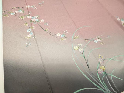 平和屋着物●訪問着　枝垂れ桜　草花文　暈し染め　金彩　正絹　逸品　DABF7925ps
