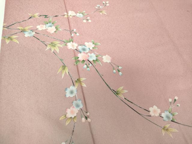 平和屋着物●訪問着　枝垂れ桜　草花文　暈し染め　金彩　正絹　逸品　DABF7925ps