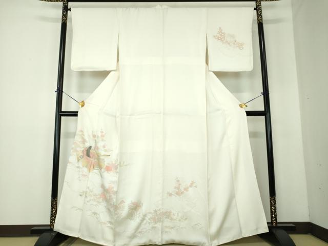 平和屋着物●訪問着　松竹梅　雲取り平安人物御所車花文　金銀彩　正絹　逸品　DABF7926ps
