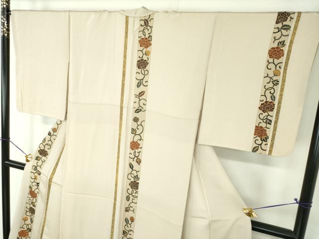 平和屋着物●訪問着　駒刺繍　牡丹唐草間道　金彩　正絹　逸品　DABF7927ps