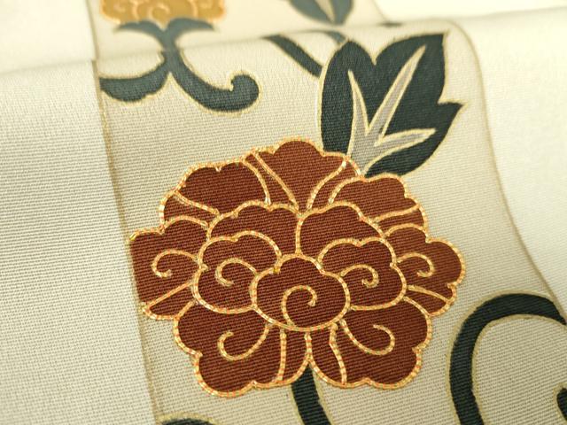 平和屋着物●訪問着　駒刺繍　牡丹唐草間道　金彩　正絹　逸品　DABF7927ps