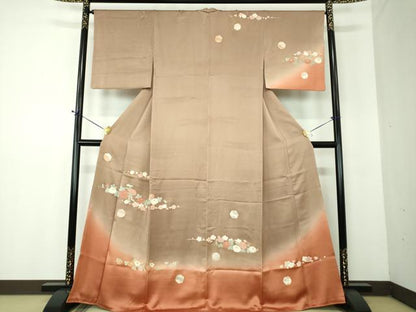 平和屋着物●訪問着　雪輪吉祥花文　暈し染め　金彩　正絹　逸品　DABF7933ps