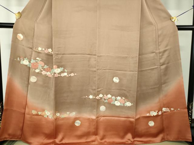 平和屋着物●訪問着　雪輪吉祥花文　暈し染め　金彩　正絹　逸品　DABF7933ps