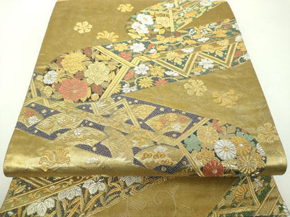 平和屋着物▼六通柄袋帯　高台寺　熨斗金具文　金銀糸　引箔　正絹　逸品　DABF7942ps