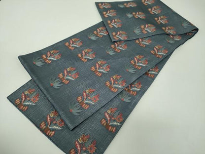 平和屋着物▽極上　袋帯　スリーシーズン　春夏秋　総刺繍　更紗花文　正絹　逸品　DABF7943ps