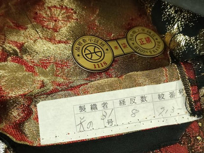 平和屋着物▼西陣　六通柄袋帯　桜尽くし　舞花文　金銀糸　証紙付き　正絹　逸品　未使用　DABF7955ps