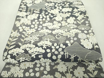平和屋着物▽中国三大刺繍　相良刺繍　総刺繍　太鼓柄袋帯　スリーシーズン　春夏秋　風景花文　金銀糸　正絹　逸品　DABF7969ps
