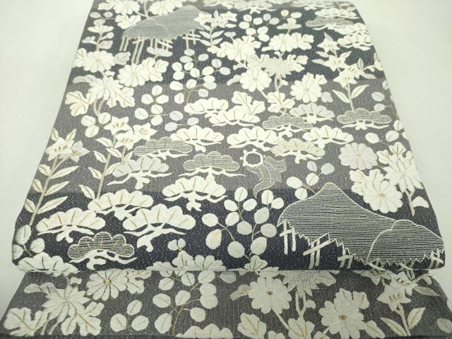 平和屋着物▽中国三大刺繍　相良刺繍　総刺繍　太鼓柄袋帯　スリーシーズン　春夏秋　風景花文　金銀糸　正絹　逸品　DABF7969ps