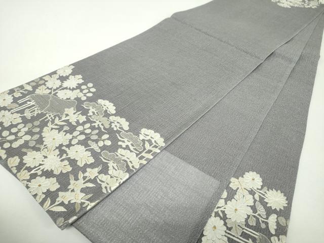 平和屋着物▽中国三大刺繍　相良刺繍　総刺繍　太鼓柄袋帯　スリーシーズン　春夏秋　風景花文　金銀糸　正絹　逸品　DABF7969ps
