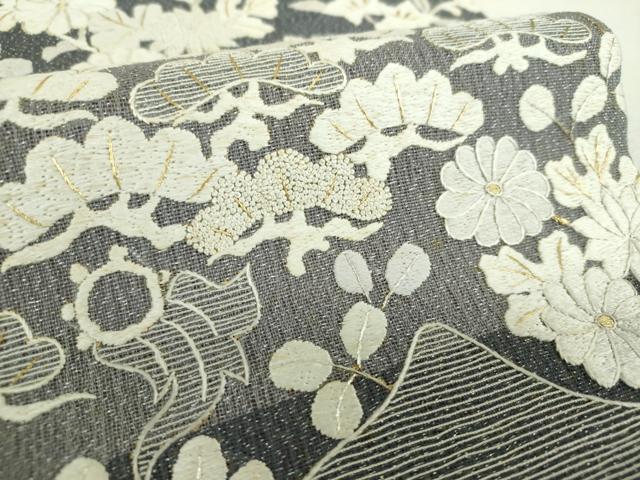 平和屋着物▽中国三大刺繍　相良刺繍　総刺繍　太鼓柄袋帯　スリーシーズン　春夏秋　風景花文　金銀糸　正絹　逸品　DABF7969ps